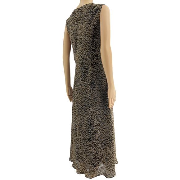 Studio 1 (14) Petite Y2K Brown Leopard Sleeveless Chiffon Sheath Maxi Dress - Picture 4 of 5
